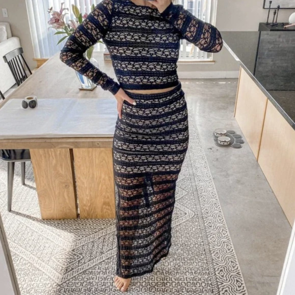 Sheer Lace Maxi Skirts